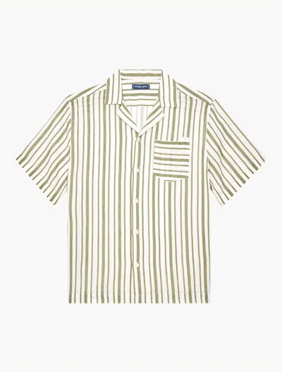Frescobol Carioca Angelo Stripe Linen Shirt In Green