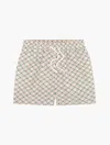 Frescobol Carioca Printed Swim Shorts In Pastel Orange & Vineyard Green