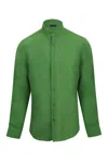 Frescobol Carioca Antonio Gd Linen Long Sleeve Shirt Parakeet Green In Green