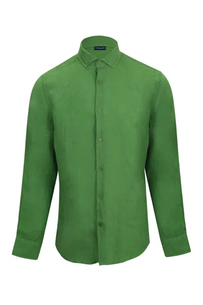 Frescobol Carioca Antonio Gd Linen Long Sleeve Shirt Parakeet Green