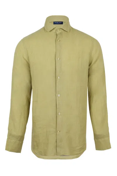Frescobol Carioca Antonio Linen Long Sleeve Shirt Willow Green