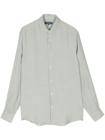 Frescobol Carioca Antonio Linen Shirt In Sky Light