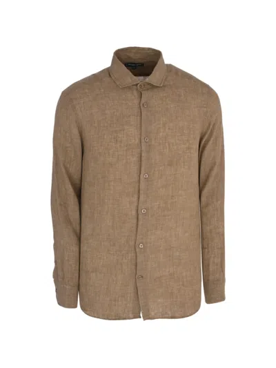 Frescobol Carioca Antonio Linen Shirt In Brown