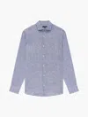 Frescobol Carioca Antonio Linen Shirt In Melange Blue