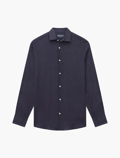 Frescobol Carioca Antonio Linen Shirt In Midnight-blue