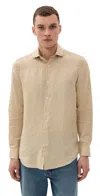 Frescobol Carioca Antonio Linen Shirt Sand Dune In Neutral