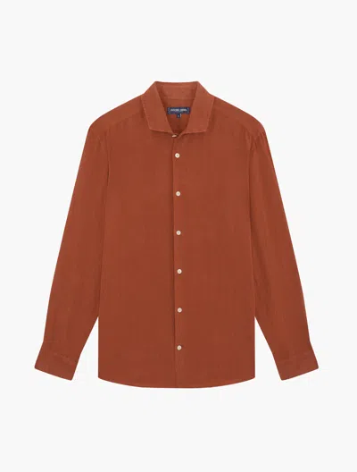 Frescobol Carioca Antonio Linen Shirt In Silk Brown