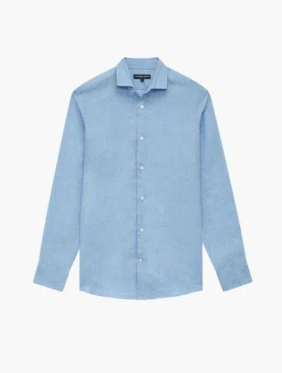 Frescobol Carioca Antonio Linen Shirt In Sky Blue