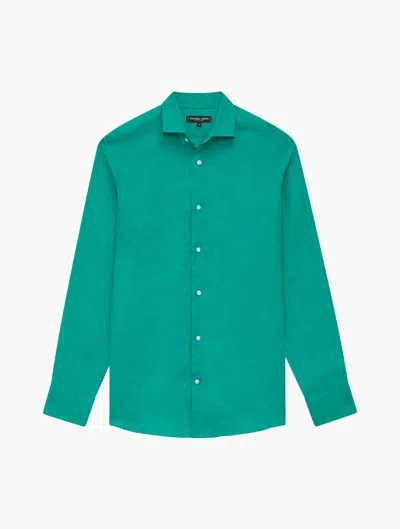 Frescobol Carioca Antonio Linen Shirt In Topaz Teal