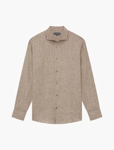 Frescobol Carioca Antonio Linen Shirt In Truffle