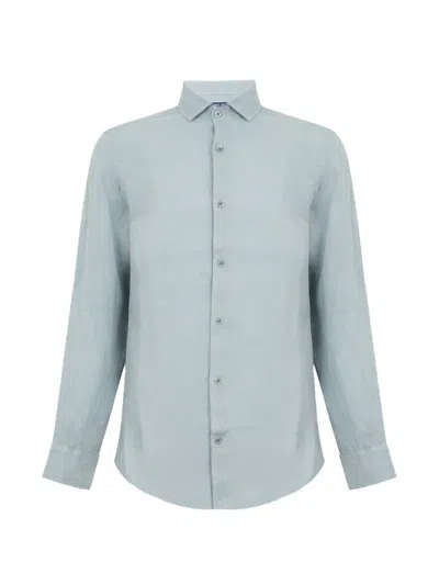 Frescobol Carioca Antonio Linen Shirt In Blue
