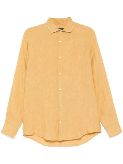 Frescobol Carioca Antonio Linen Shirt In Marigold
