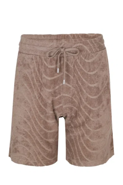 Frescobol Carioca Augusto Cotton Blend Fibra Jacquard Shorts Khaki In Brown