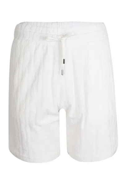 Frescobol Carioca Augusto Cotton Blend Terry Jacquard Shorts Ivory In White