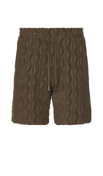 Frescobol Carioca Augusto Terry Cotton Shorts In Brown Mt