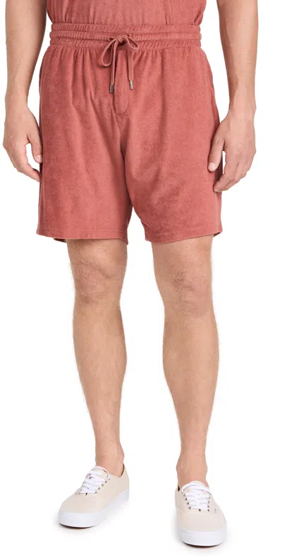 Frescobol Carioca Augusto Terry Cotton Blend Shorts Dusty Coral