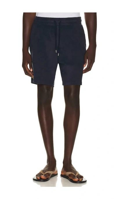 Frescobol Carioca Augusto Terry Cotton Blend Shorts In Navy