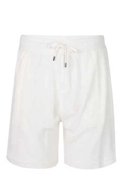 Frescobol Carioca Augusto Terry Cotton Men's Shorts Ivory In White