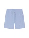 Frescobol Carioca Augusto Terry Cotton Shorts In Chambray Blue