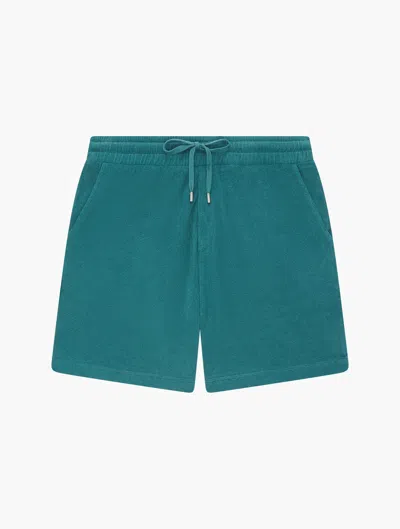Frescobol Carioca Augusto Terry Cotton Shorts In Teal