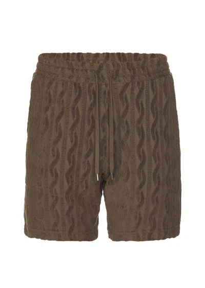 Frescobol Carioca Augusto Terry Jacquard Short Seawood In Brown