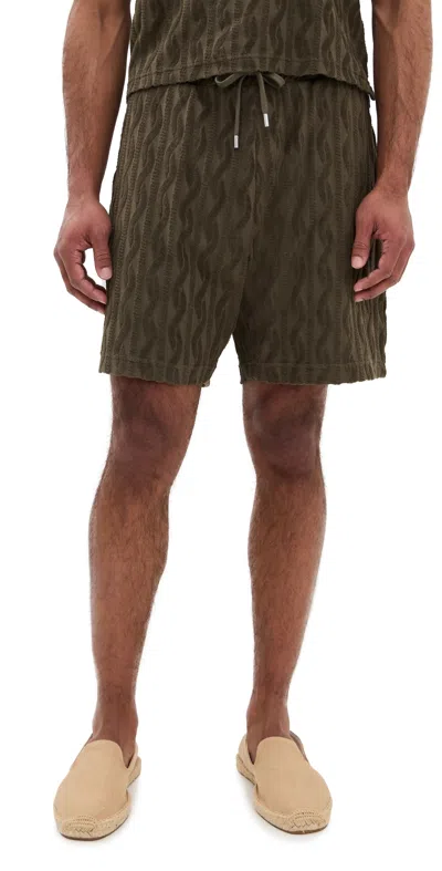 Frescobol Carioca Augusto Terry Jacquard Shorts Seawood