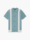 Frescobol Carioca Barretos Pointelle-knit Short-sleeve Shirt In Cloud Blue