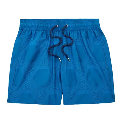 Frescobol Carioca Blue Swim Shorts With Slit Front Pockets
