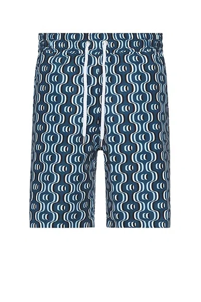 Frescobol Carioca Board Ipanema Camada Print Swim Shorts In Perennial Blue