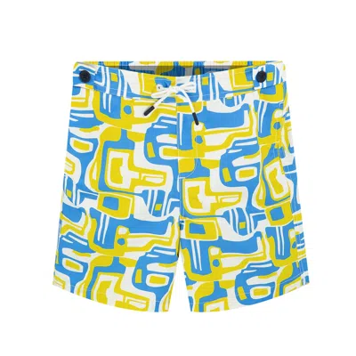 Frescobol Carioca Boys Swim Shorts In Yellow In Blue