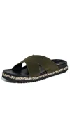 Frescobol Carioca Breno Espadrille Double Strap Sandals Dark Olive In Dark Olive