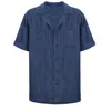 Frescobol Carioca Camp Collar Shirt In Navy Blue In Blue