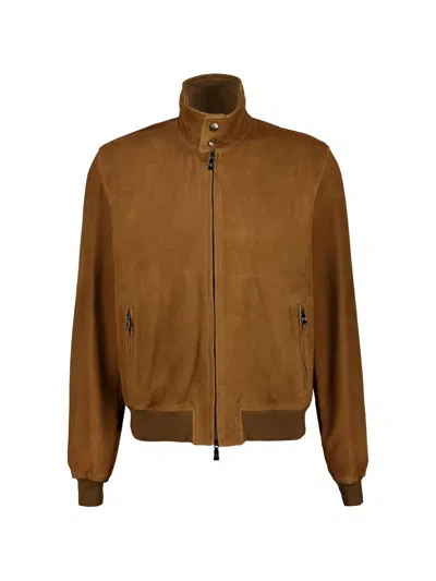 Frescobol Carioca Canela Suede Bomber Jacket In Brown
