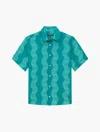 Frescobol Carioca Castro Cabana Linen Shirt In Peacock Blue & Club Green