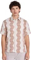 Frescobol Carioca Mens  Castro Duo Cubana Striped Regular-fit Linen Shirt In Ecru/sienna