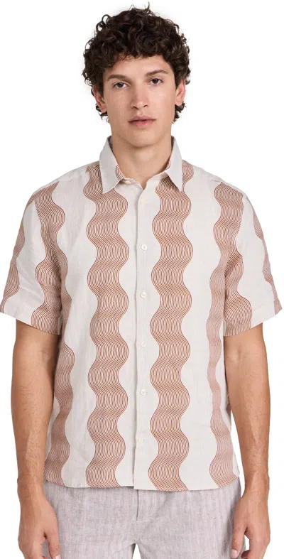 Frescobol Carioca Castro Duo Cabana Stripe Shirt Ecru/sienna