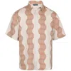 Frescobol Carioca Castro Duo Cabana Stripe Short Sleeve Shirt Ecru &amp; Sienna In Multi