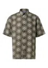 Frescobol Carioca Castro Linen Copa Sol Printed Short Sleeve Shirt Seawood In Black