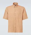 Frescobol Carioca Castro Printed Linen Bowling Shirt In Orange