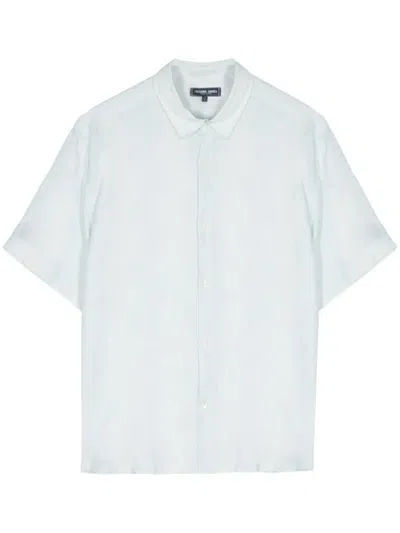 Frescobol Carioca Castro Stripe Cabana Linen Shirt In Sky Blue