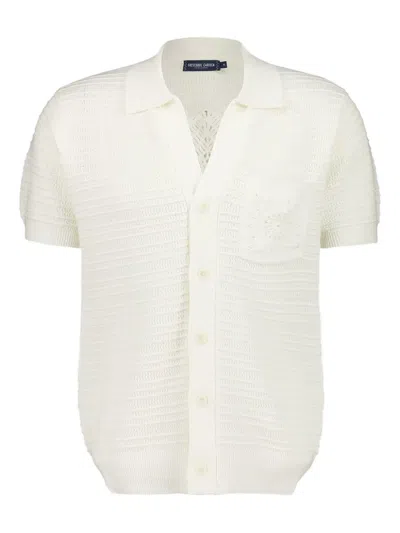 Frescobol Carioca César Crochet-panelled Cotton Cardigan In White