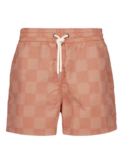 Frescobol Carioca Badeshorts Mit Zickzackmuster In Orange