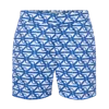 Frescobol Carioca Classic Fc Monogram Print Swim Shorts White/ocean Blue In Blue