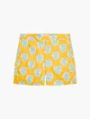 Frescobol Carioca Classic Swim Shorts Botânico Leaf Print In Sunset Yellow & Cool Blue