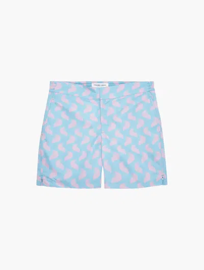 Frescobol Carioca Classic Swim Shorts Copacabana Nuvem Print In Cool Blue & Lilac
