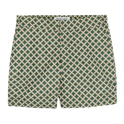 Frescobol Carioca Classic Trelica Print Swim Short Vineyard Green/pastel Orange In Gray