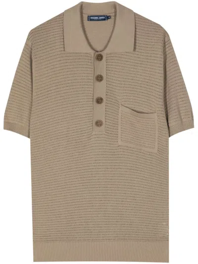 Frescobol Carioca Men's Crochet Knit Short Sleeve Shirt In Truffle 759