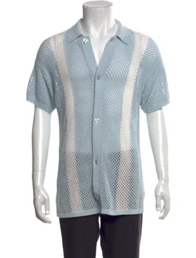 Pre-owned Frescobol Carioca Colorblock Pattern V-neck Polo Sweater In Blue