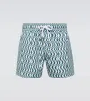 Frescobol Carioca Copa Camda Sport Printed Swim Trunks In Sky Light & Perennial Blue