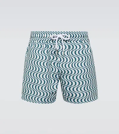 Frescobol Carioca Copa Camda Sport Printed Swim Trunks In Sky Light & Perennial Blue